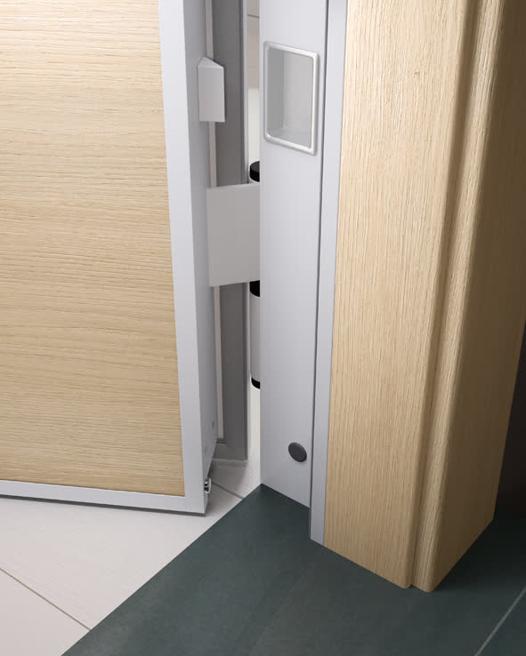 08C Lady esterno rovere ice soluzione 02 particolare cerniera bianco 08C Lady esterno rovere ice soluzione 02 particolare cerniera bianco
