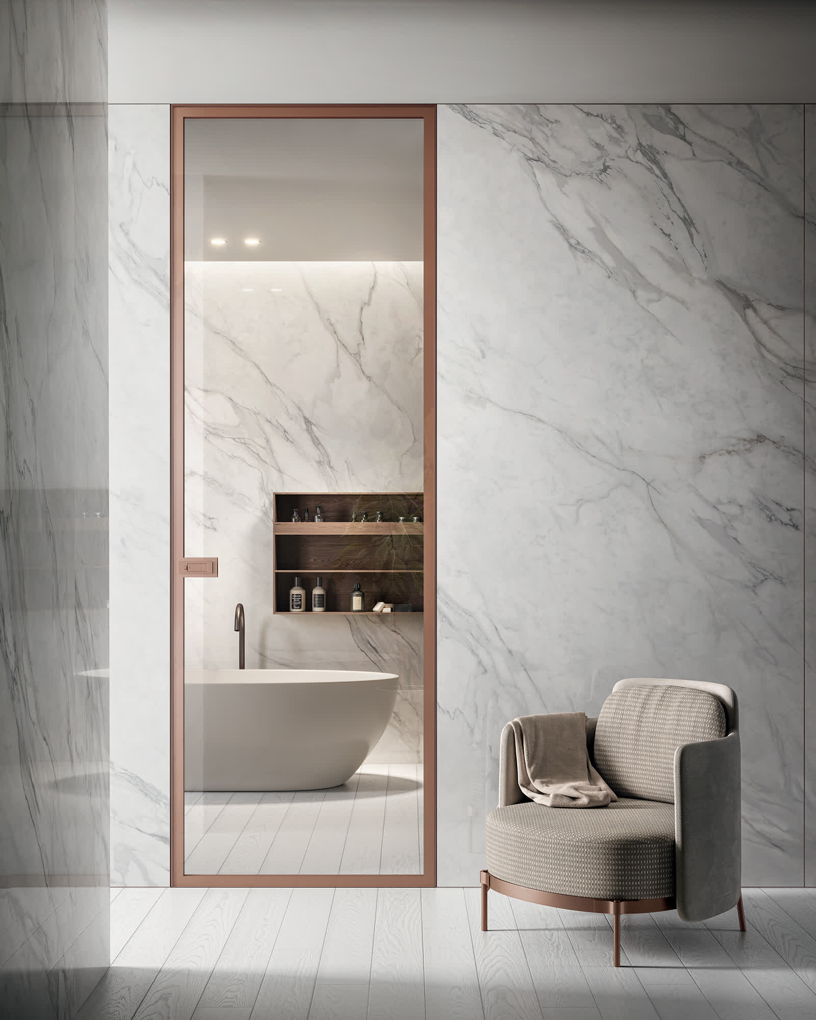 Bisystem EVE ROSE Parquet Rovere bianco Marmo Borghini Grey