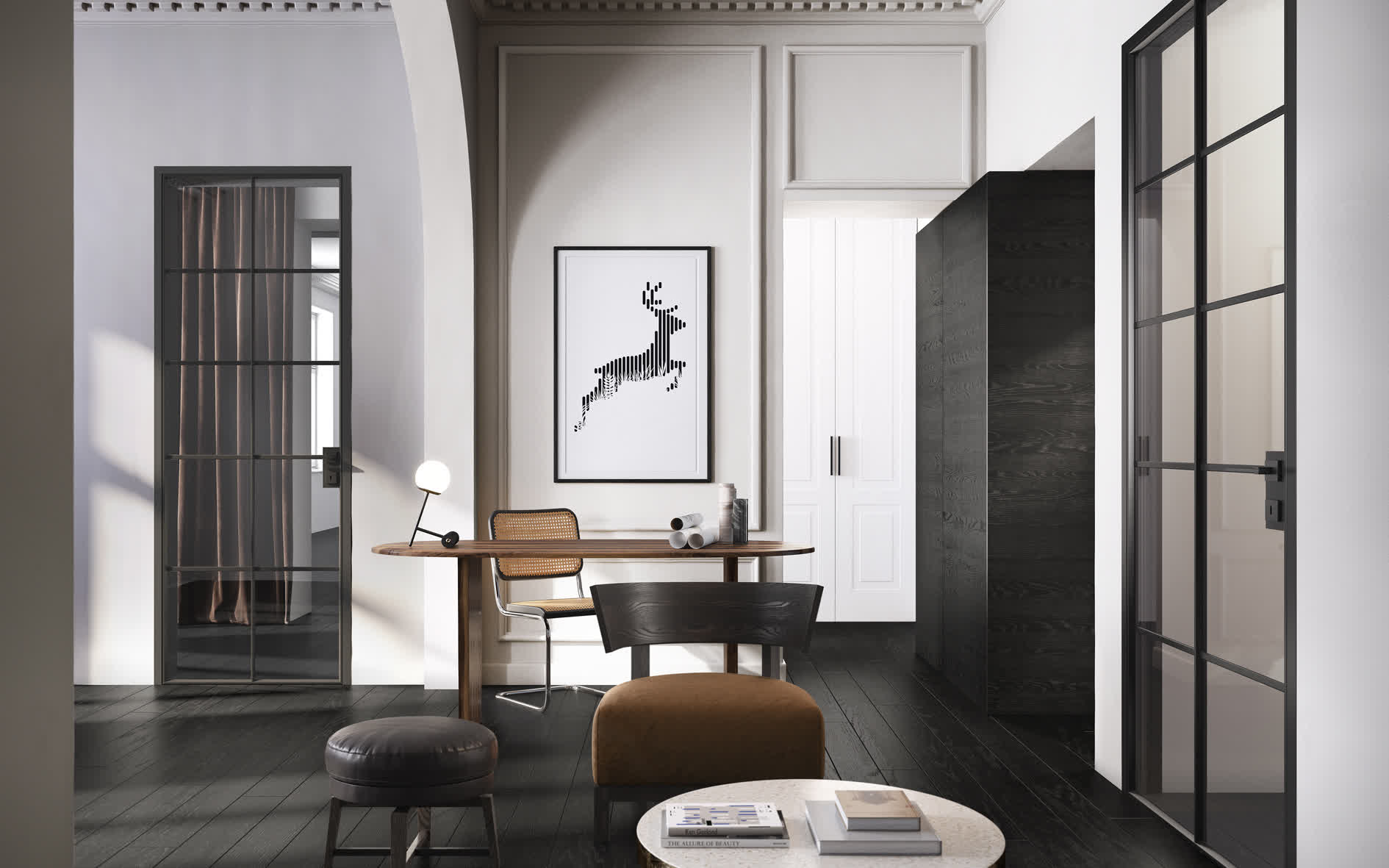 G LIKE BATTENTE CROSS telaio metallo nero parquet rovere profondo nero