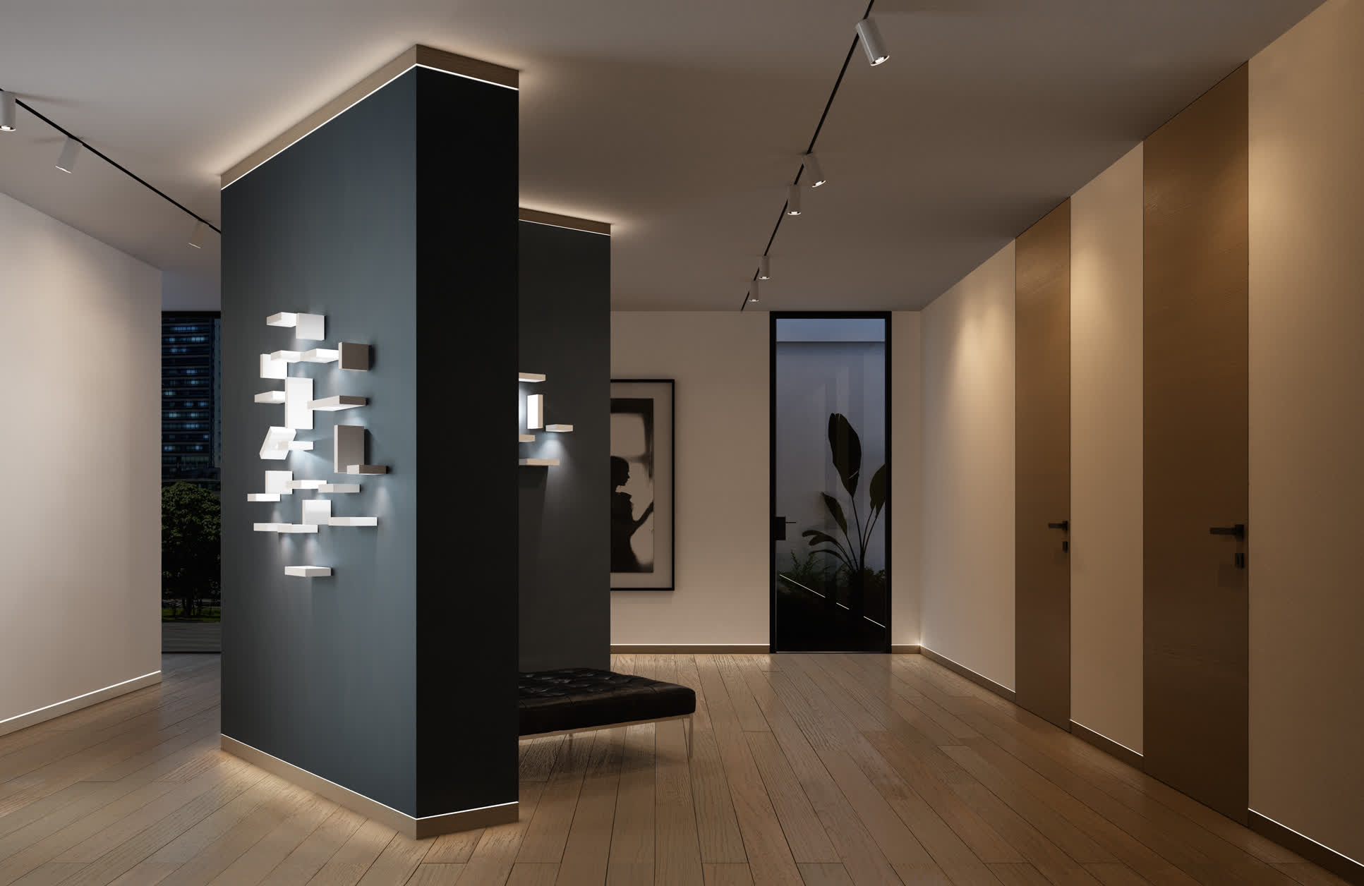 Garofoli battiscopa parquet e porte rovere creta notte