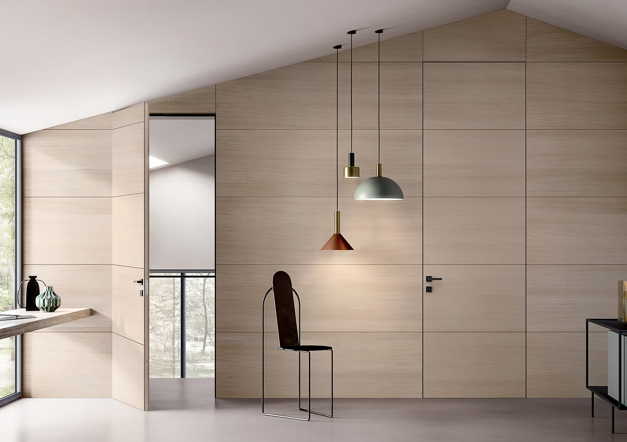 Porta Filomuro e boiserie rovere ice