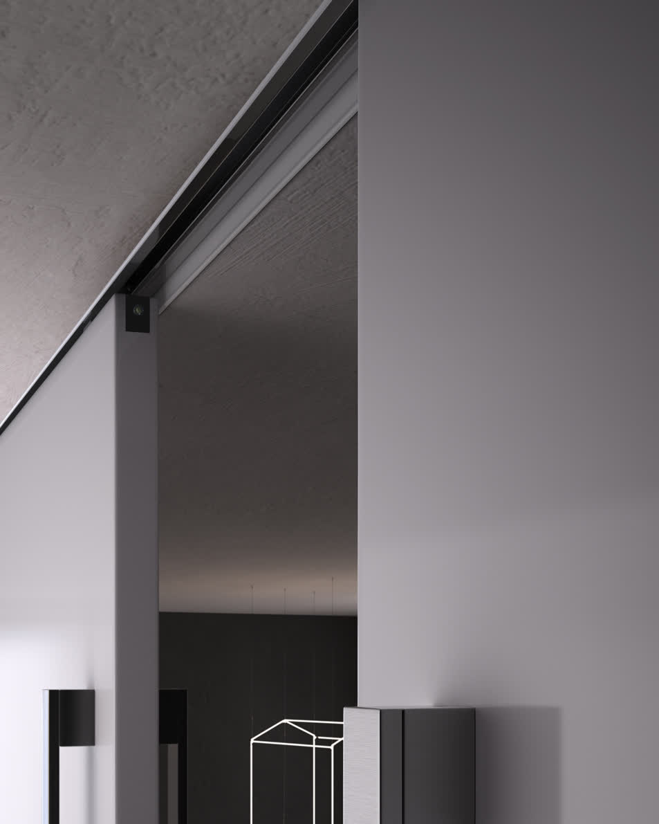 SCORREVOLE MANTOVANA INCASSATA SOFFITTO CLOSE UP SCORREVOLE MANTOVANA INCASSATA SOFFITTO CLOSE UP