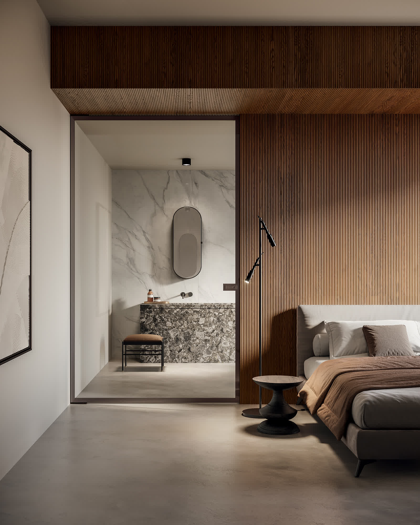 Total Biglass profilo Brown Boiserie Segno Onda finitura Rovere Terra