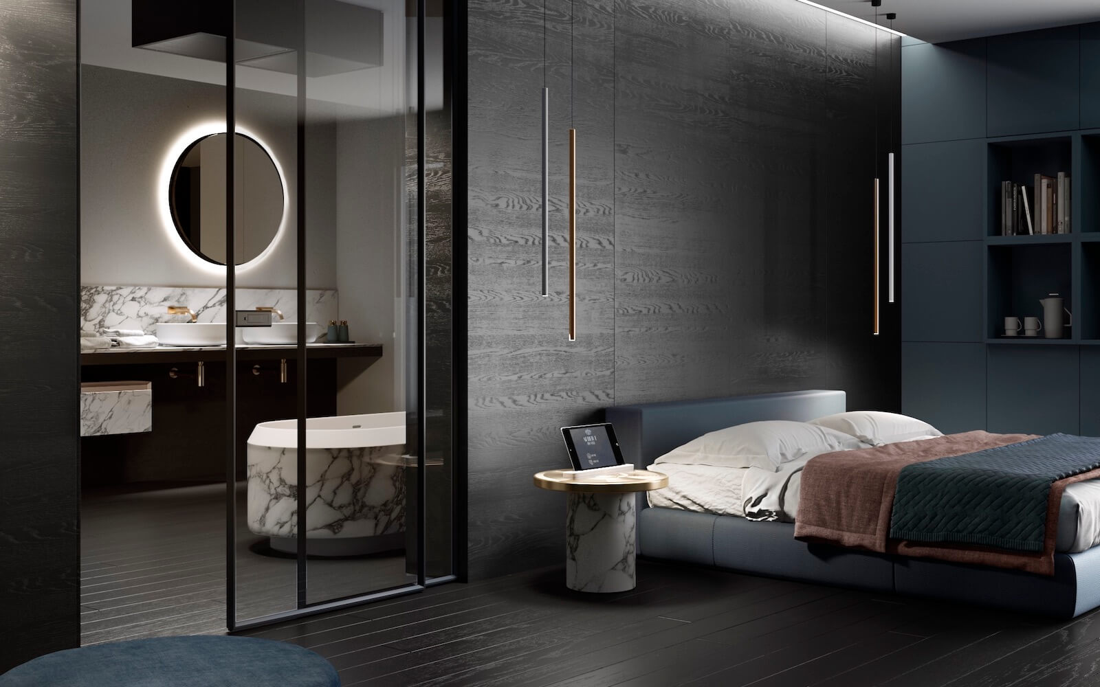 Camera da letto e bagno Garofoli Boiserie Rovere Nero Camera da letto e bagno Garofoli Boiserie Rovere Nero 1