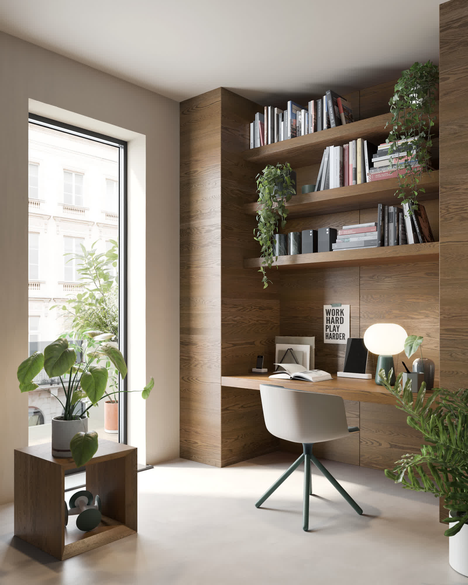 Garofoli newsletter 04 angolo ufficio legno e piante