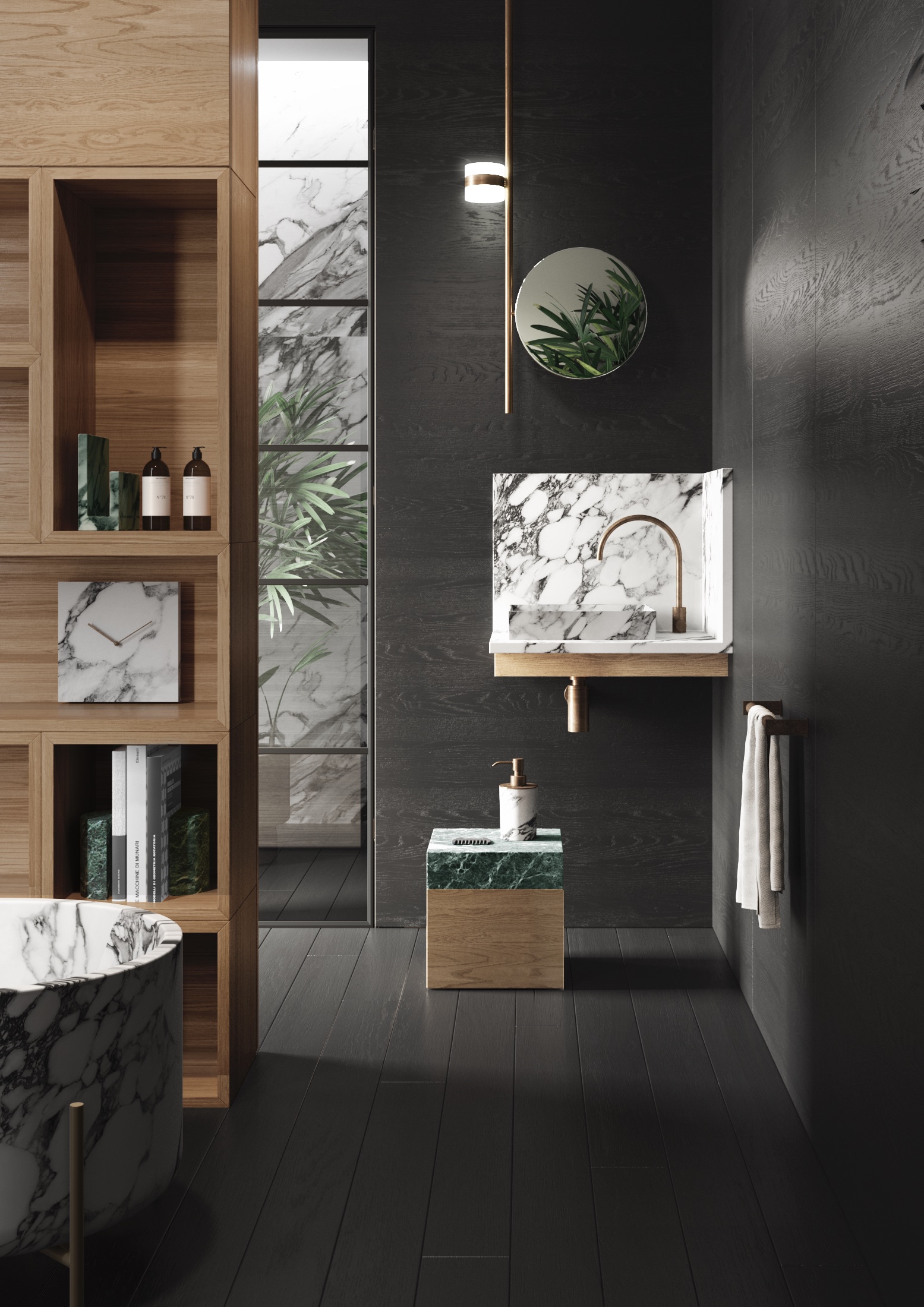 Parquet rovere nero profondo collezione Platinum in sala da bagno