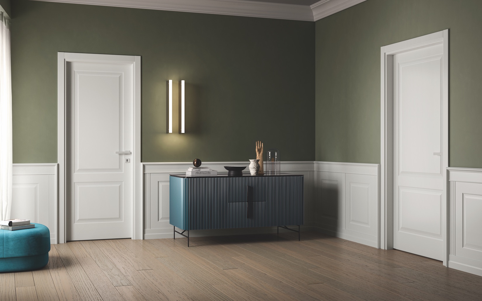 Porte da interni laccate bianche con decoro