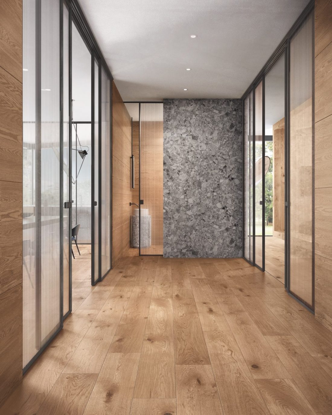 Garofoli porte scorrevoli vetro parquet ROVERE SETA corridoio e1547047699289 Garofoli porte scorrevoli vetro parquet ROVERE SETA corridoio e1547047699289