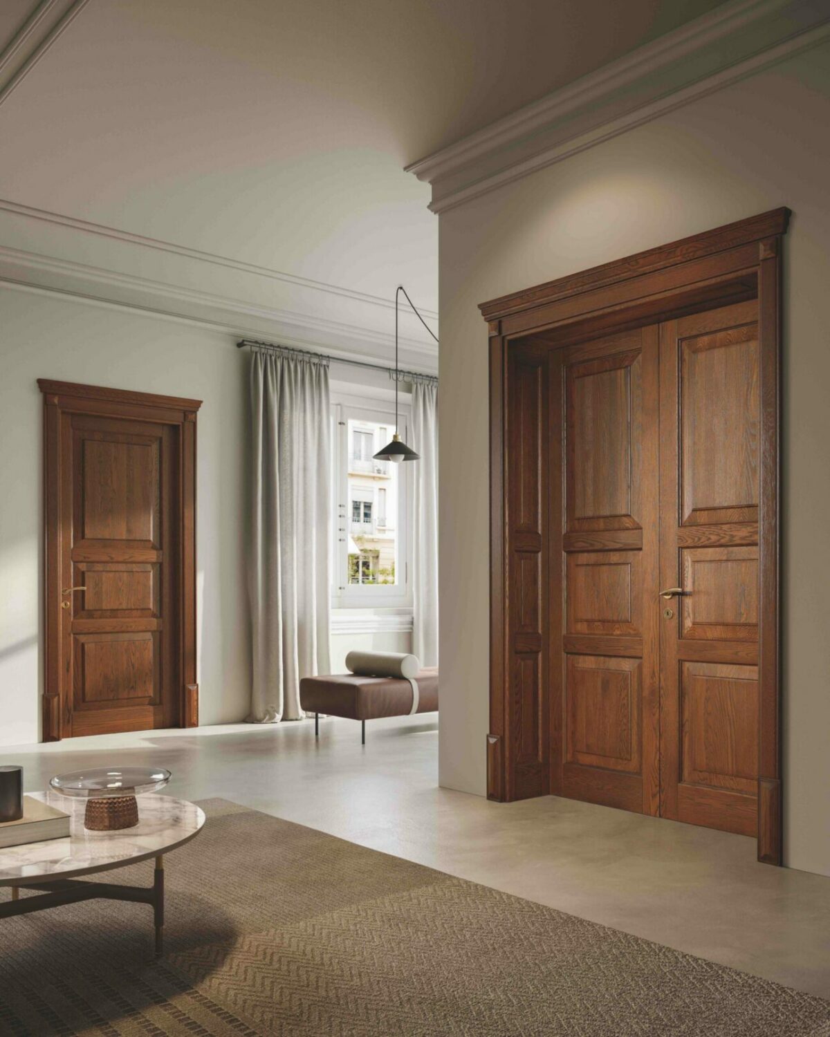Porta battente doppia 110eLode modello 3B finitura Rovere Castagno Antico con cimasa diamanti e basette diamantate scaled e1651136391693 Porta battente doppia 110eLode modello 3B finitura Rovere Castagno Antico con cimasa diamanti e basette diamantate scaled e1651136391693