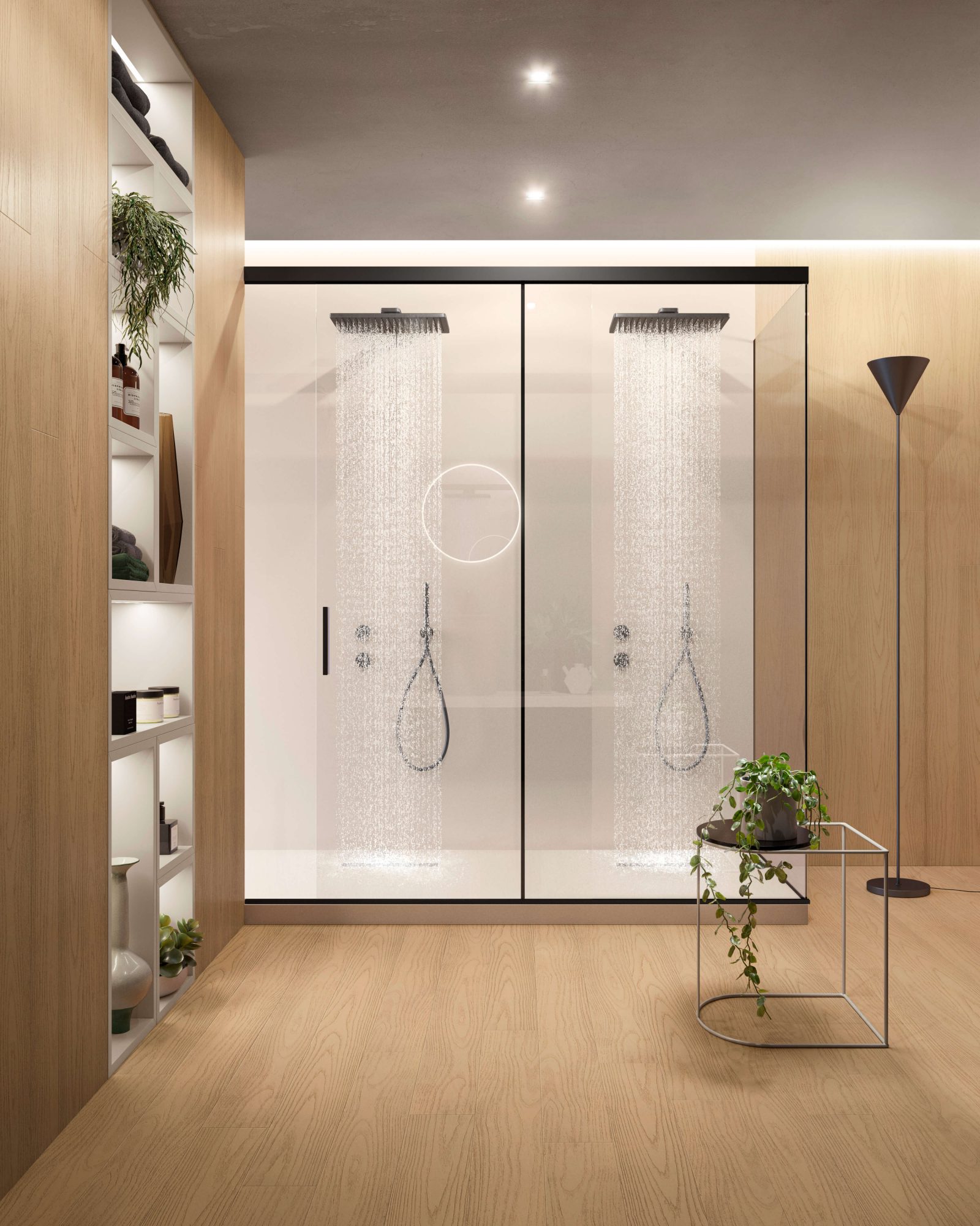 Cabina doccia porta scorrevole a vetro boiserie rovere Garofoli